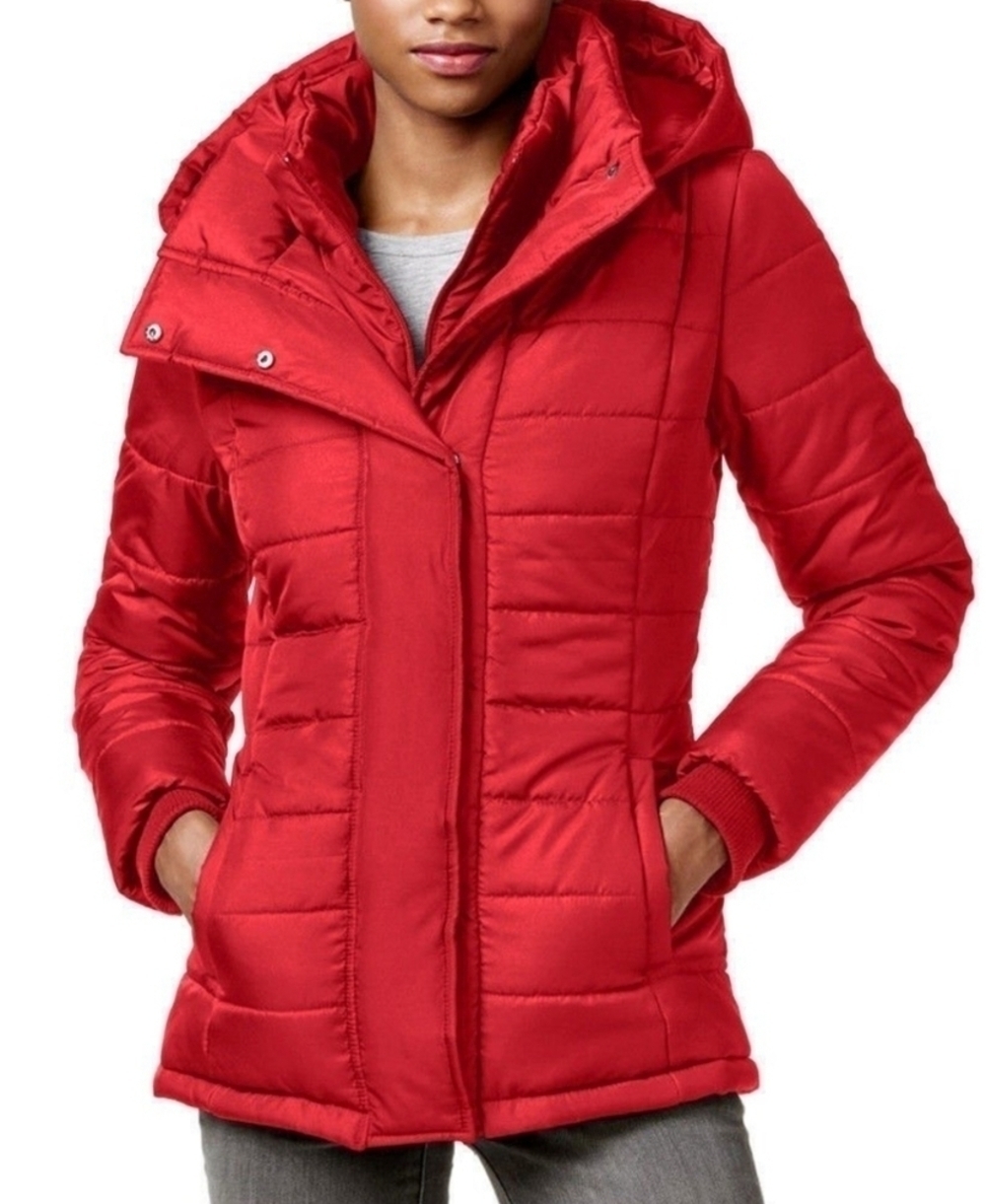 NWT Rampage Red Hooded Quilted Puffer Coat